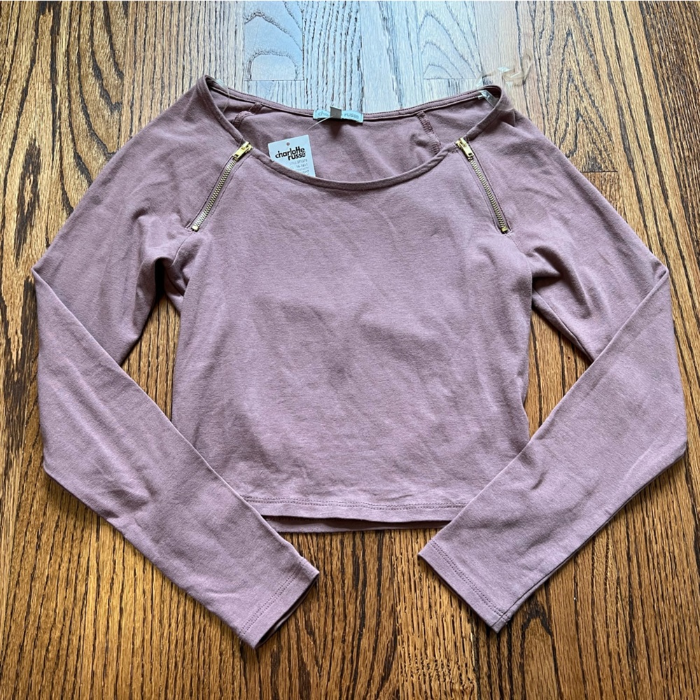NEW NWT Charlotte Russe Mauve Long Sleeve Crop Top XS